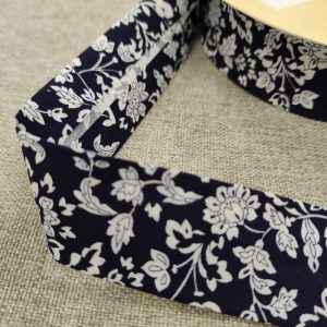 Bies Flores Blancas 30mm.- Varios Colores - Azul Marino