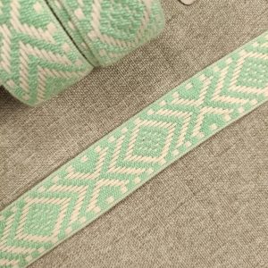 Cinta Mochila Étnica Rombos 30mm.- Varios Colores - Verde Agua