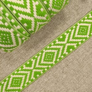 Cinta Mochila Étnica Rombos 30mm.- Varios Colores - Verde Pistacho