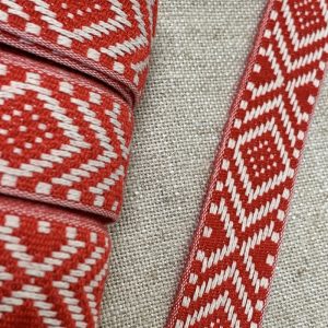 Cinta Mochila Étnica Rombos 30mm.- Varios Colores - Rojo