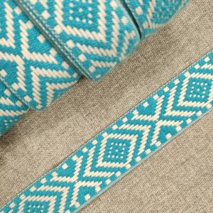 Cinta Mochila Étnica Rombos 30mm.- Varios Colores - Azul Turquesa