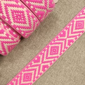Cinta Mochila Étnica Rombos 30mm.- Varios Colores - Rosa
