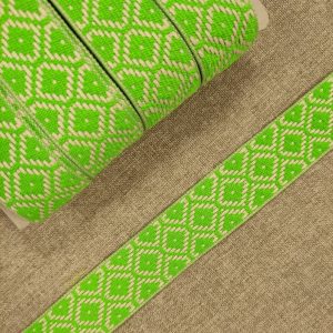 Cinta Mochila Étnica Rombos 30mm.- Varios Colores Flúor - Verde Flúor