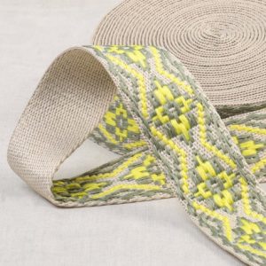 Cinta Mochila Étnica Amarillo Flúor Verde Agua 40mm