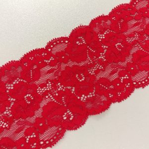 Encaje Elástico Floral 85mm- Varios Colores - Rojo