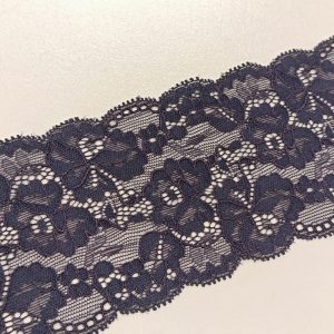 Encaje Elástico Floral 85mm- Varios Colores - Azul Marino Oscuro