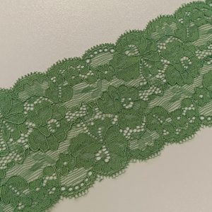 Encaje Elástico Floral 85mm- Varios Colores - Verde oliva