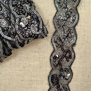 PASAMANERÍA LENTEJUELAS METALIZADA 4 cm.- Varios Colores - Plata