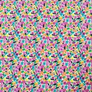 POPELÍN FLORAL FUCSIA