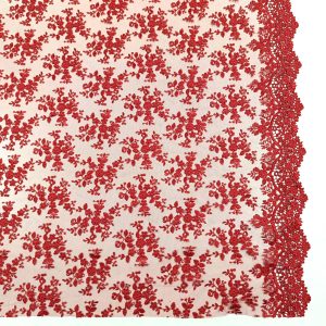 TUL BORDADO GUIPURE ROJO