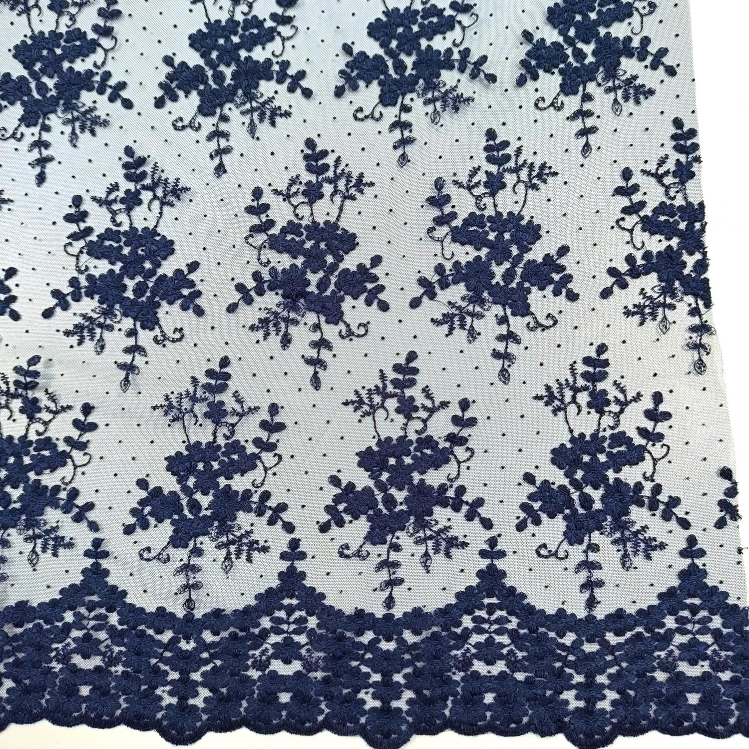 TUL PLUMETI BORDADO AZUL