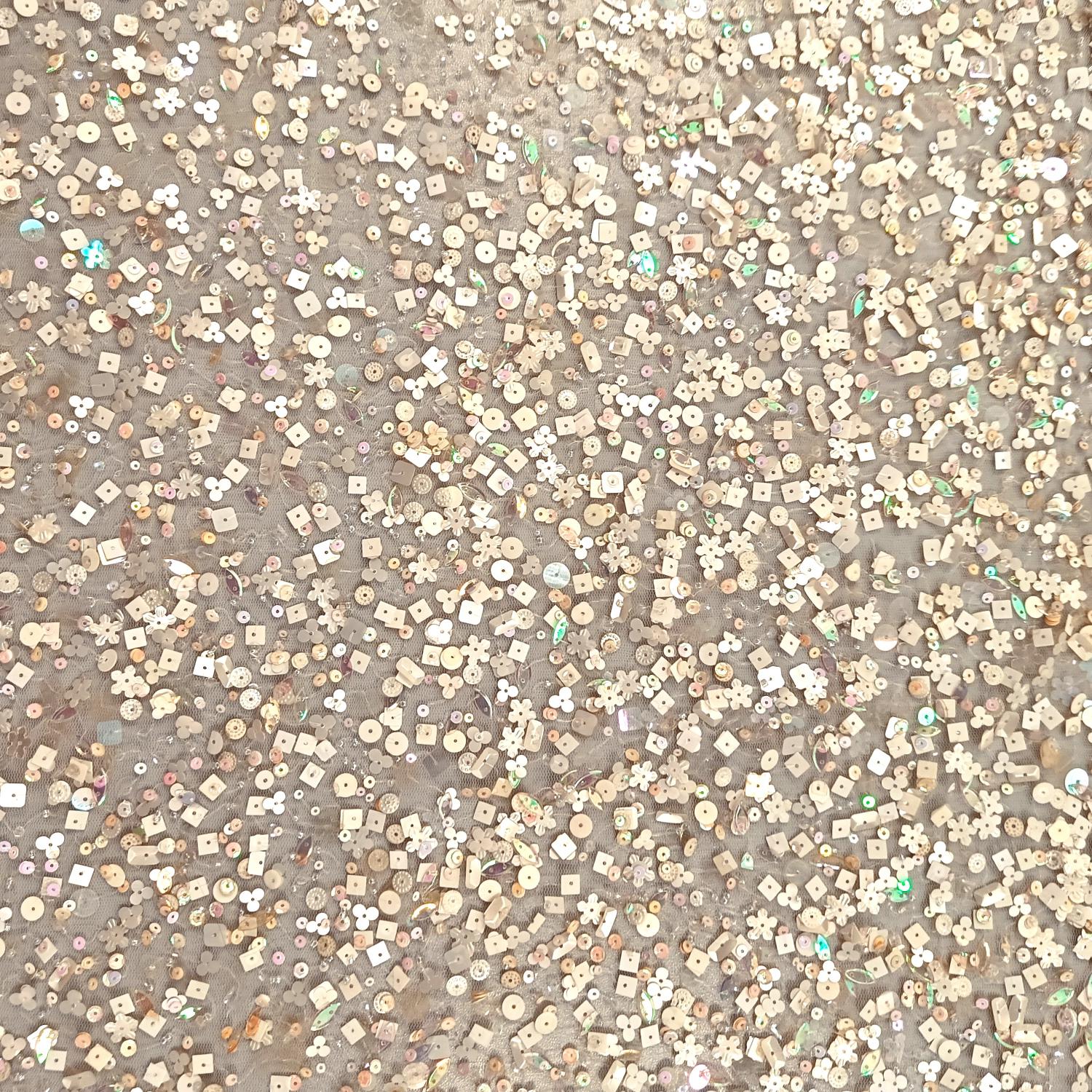Tul Paillettes Multiforma Crudo