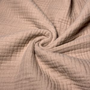 Muselina Cuatro Capas Con Flecos - Varios Colores - Rosa Empolvado