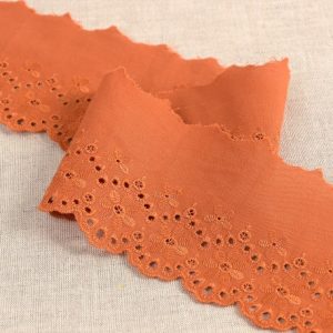 Puntilla Bordada Floral 80mm - Teja