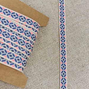 Pasamanería Cinta Tejida Geométrica– Varios colores - Azul con Flúor