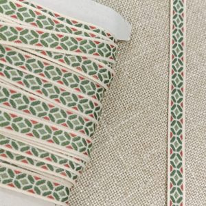 Pasamanería Cinta Tejida Geométrica– Varios colores - Verde oliva