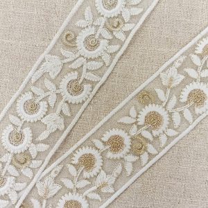 GALÓN FLOR LÚREX- Varios Colores - Blanco