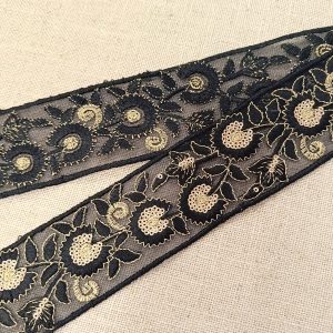 GALÓN FLOR LÚREX- Varios Colores - Negro