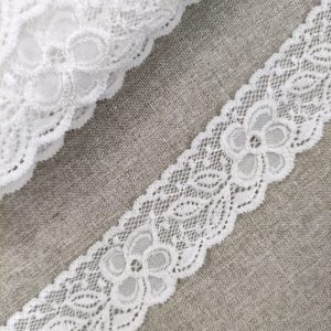 Puntilla Elástica Floral 40 mm- Varios Colores