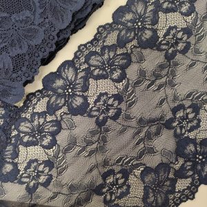 Puntilla Elástica Ancha Floral 220mm- Varios Colores