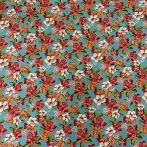 Punto Camiseta Floral Fondo Azul Turquesa