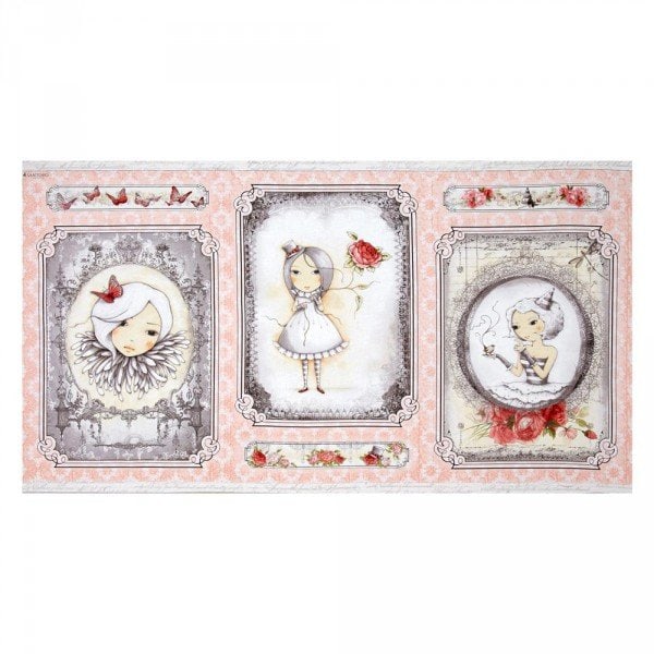 QT Fabrics- Panel Mirabelle La Vie en Rose