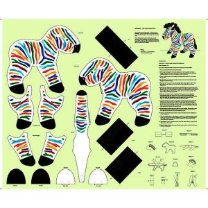 QT Fabrics- Panel Rainbow Multicolor Zebra