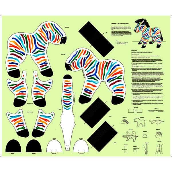 QT Fabrics- Panel Rainbow Multicolor Zebra