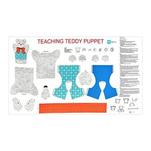 QT Fabrics- Panel Teaching Teddy Puppet Gris