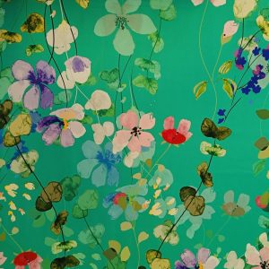 Satén Jardín Floral - Varios Colores - Verde Esmeralda