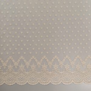 Tul Bordado Algodón Pequeñas Flores Crudo