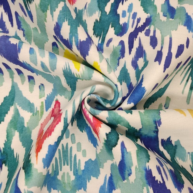 Tejido para Exterior Dralón- Estampado Ikat Tonos Turquesa - Imagen 2