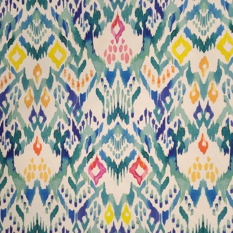 Tejido para Exterior Dralón- Estampado Ikat Tonos Turquesa