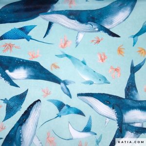 COVER FABRIC WHALES & SEA- KATIA