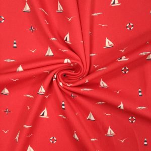 Lycra de Baño Barcos Fondo Rojo