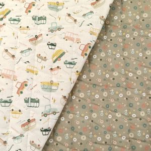 ACOLCHADO REVERSIBLE COCHES-FLORAL