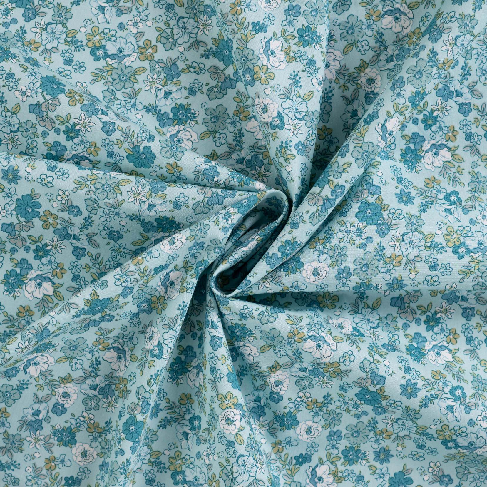 ALGODÓN FLORAL TONOS TURQUESA - Imagen 2