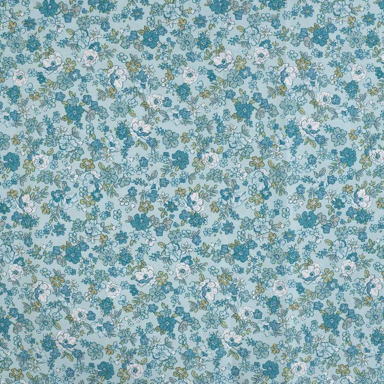 ALGODÓN FLORAL TONOS TURQUESA