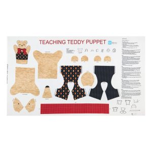 QT Fabrics- Panel Teaching Teddy Puppet Marrón
