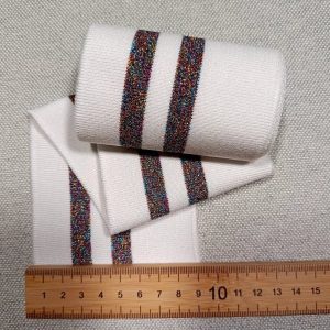 Cenefa Puños Rayas Metalizadas- Varios Colores - Blanco-Multicolor