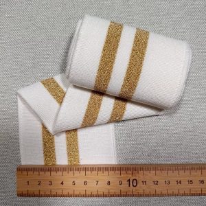 Cenefa Puños Rayas Metalizadas- Varios Colores - Blanco-Dorado
