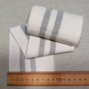 Cenefa Puños Rayas Metalizadas- Varios Colores - Blanco-Plateado