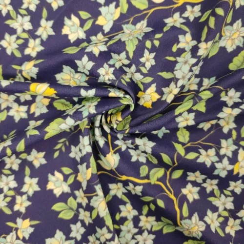 Lycra de Baño Floral Fondo Azul Marino