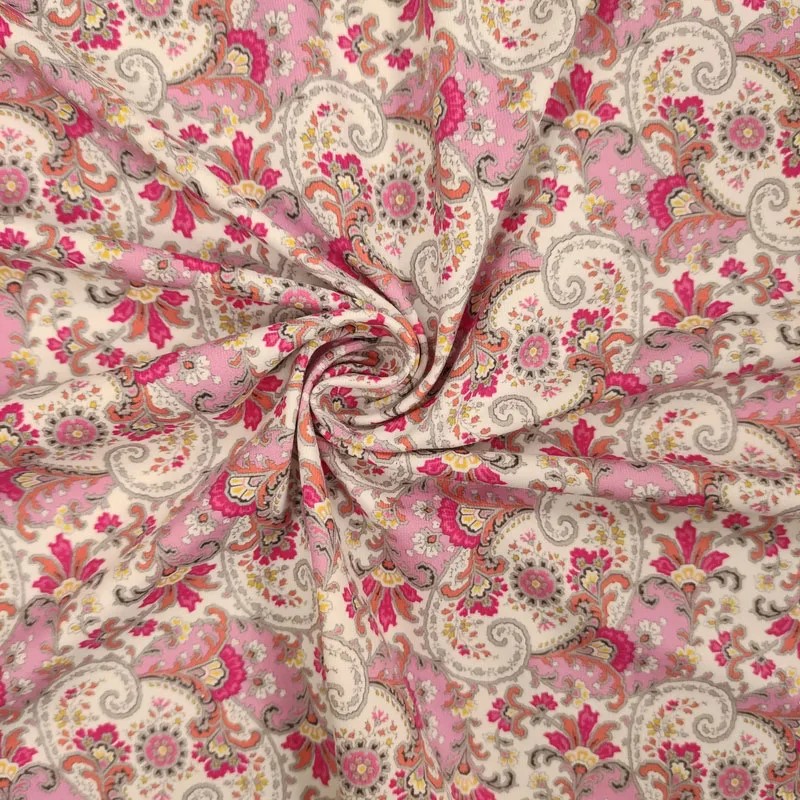 Lycra Baño Paisley Tonos Rosas