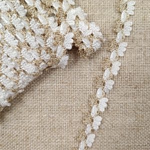 BOLILLO METAL FLOR - Blanco-Dorado