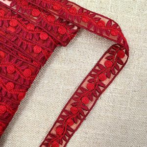 CINTA BORDADA TUL - Rojo