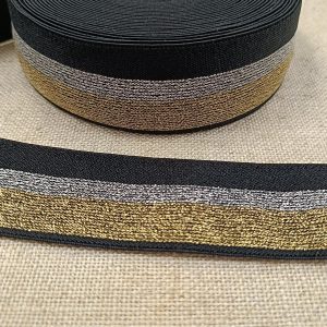 ELÁSTICO RAYAS LUREX - Negro