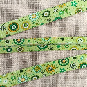 BIES ESTAMPADO FLORES 18mm - Verde