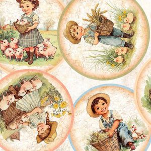 QT FABRICS "LIL FARMERS" - CIRCLE VIGNETTES