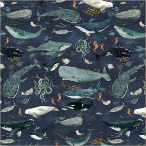 WINDHAM FABRICS "Deep Blue"- CREATURES